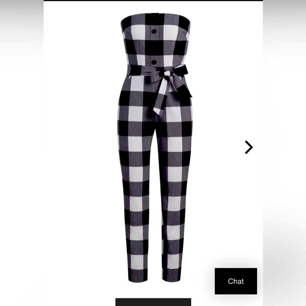 New York & Co, Gingham strapless jumpsuit with self tie